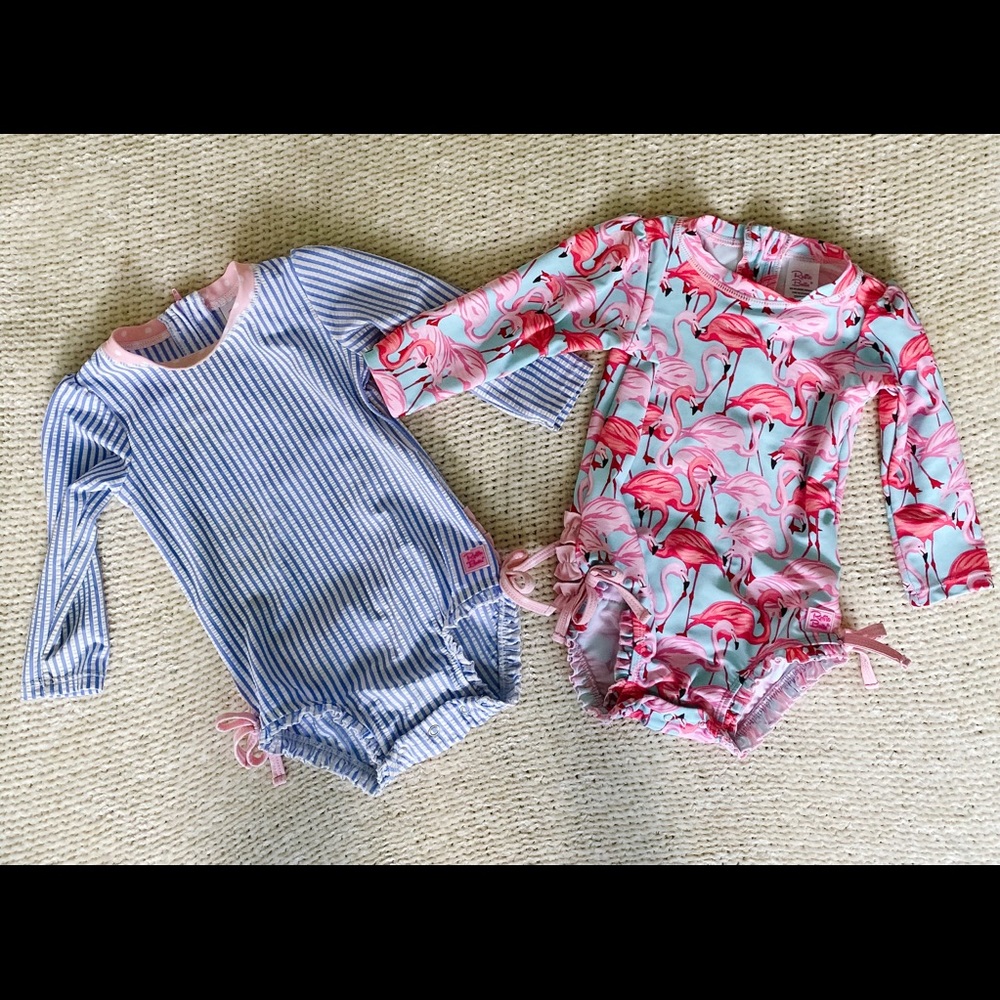 2 RuffleButts rash guards- size 12-18 mo